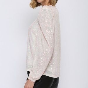 Fate Brand Long Puff Sleeve Sequin Ivory